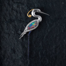 Load image into Gallery viewer, The Egret - Boulder Opal Diamond Sapphire Pendant &amp; Brooch 18k Gold