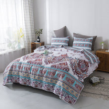 Load image into Gallery viewer, DaDa Bedding Bohemian Summertime White Blue Floral Paisley Bedspread Set (KSX-003)