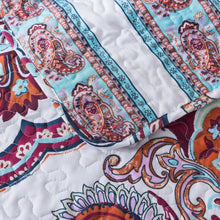 Load image into Gallery viewer, DaDa Bedding Bohemian Summertime White Blue Floral Paisley Bedspread Set (KSX-003)