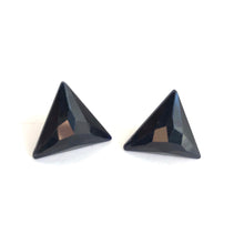 Load image into Gallery viewer, Black Faceted Triangle Stud Earrings