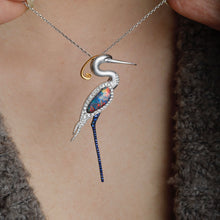 Load image into Gallery viewer, The Egret - Boulder Opal Diamond Sapphire Pendant &amp; Brooch 18k Gold