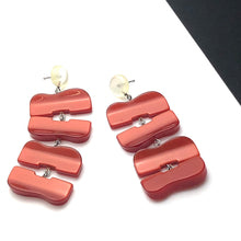 Load image into Gallery viewer, Copper &amp; Ecru Buckle Stack Moonglow Statement Earrings