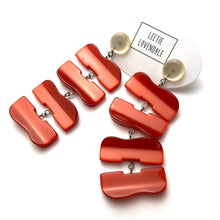 Load image into Gallery viewer, Copper &amp; Ecru Buckle Stack Moonglow Statement Earrings