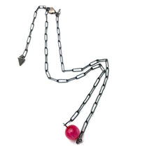 Load image into Gallery viewer, Hot Pink Marbled Moonglow Bauble Paperclip Necklace