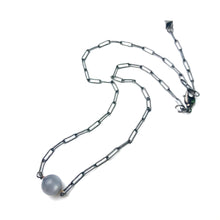 Load image into Gallery viewer, Silver Grey Moonglow Bauble Paperclip Necklace