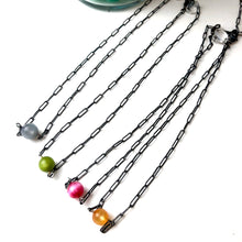 Load image into Gallery viewer, Hot Pink Marbled Moonglow Bauble Paperclip Necklace