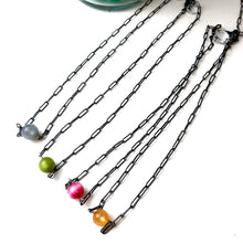 Load image into Gallery viewer, Olive Green Moonglow Bauble Paperclip Necklace