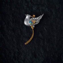 Load image into Gallery viewer, Baby Phoenix - Black Opal, Diamond, Sapphire Pendant Brooch 18K Gold