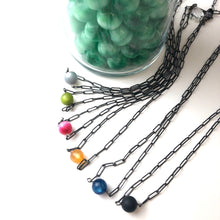 Load image into Gallery viewer, Silver Grey Moonglow Bauble Paperclip Necklace