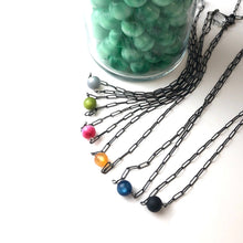 Load image into Gallery viewer, Hot Pink Marbled Moonglow Bauble Paperclip Necklace
