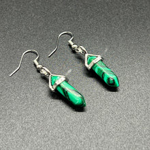 Load image into Gallery viewer, Malachite Chakra Point Peaceful Earrings