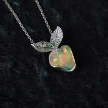 Load image into Gallery viewer, Radish Elegance - Fire Opal Diamond Tsavorite Pendant 18K White Gold