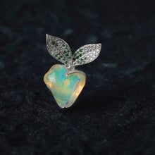 Load image into Gallery viewer, Radish Elegance - Fire Opal Diamond Tsavorite Pendant 18K White Gold