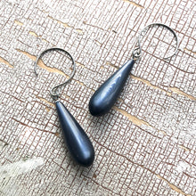 Load image into Gallery viewer, Charcoal Grey Moonglow Loop Drop Earrings
