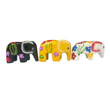 Load image into Gallery viewer, 3 Mini Painted Wooden Elephant Figurine