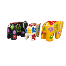 Load image into Gallery viewer, 3 Mini Painted Wooden Elephant Figurine