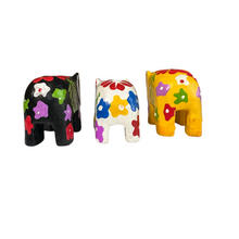 Load image into Gallery viewer, 3 Mini Painted Wooden Elephant Figurine
