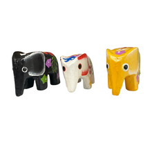 Load image into Gallery viewer, 3 Mini Painted Wooden Elephant Figurine