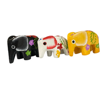 Load image into Gallery viewer, 3 Mini Painted Wooden Elephant Figurine