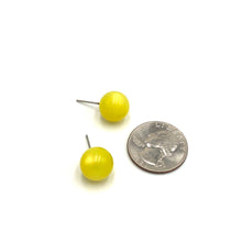 Load image into Gallery viewer, Sunshine Yellow Moonglow Ball Stud Earrings - 12mm