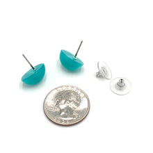 Load image into Gallery viewer, Teal Moonglow Oval Stud Earrings