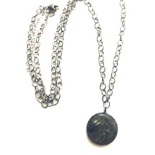Load image into Gallery viewer, Charcoal Grey Marbled Moonglow &amp; Gun Metal Layering Necklace - Long
