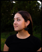 Load image into Gallery viewer, Monochromatic Engraved Moth Earrings