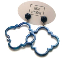 Load image into Gallery viewer, Navy Blue Quatrefoil Earrings