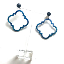 Load image into Gallery viewer, Navy Blue Quatrefoil Earrings
