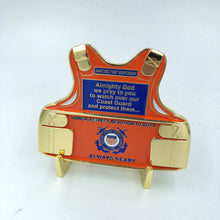 Load image into Gallery viewer, H-015 &amp; H-016 Coast Guard Set: Coastie Body Armor Medallion and Flag Challenge Coin USCG