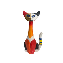 Load image into Gallery viewer, Wooden Cat Modern Tribal Figurine Style