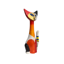 Load image into Gallery viewer, Wooden Cat Modern Tribal Figurine Style