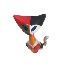 Load image into Gallery viewer, Wooden Cat Modern Tribal Figurine Style