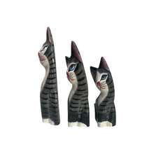 Load image into Gallery viewer, Set of Wooden Gray Cute Cat Decoration Figurine