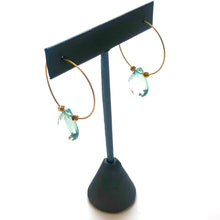 Load image into Gallery viewer, Sage Green Faceted Briolette on Gold Hoop Earrings