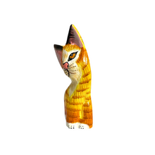 Load image into Gallery viewer, Wooden Yellow Curious  Cat Decoration Figurine