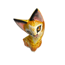 Load image into Gallery viewer, Wooden Yellow Curious  Cat Decoration Figurine