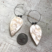 Load image into Gallery viewer, Shell Quilted Glow Resin Gun Metal Hoop Earrings