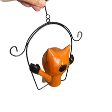 Load image into Gallery viewer, Wooden Cat on a swing (Orange)