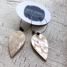 Load image into Gallery viewer, Shell Quilted Glow Resin Gun Metal Hoop Earrings