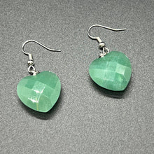 Load image into Gallery viewer, Green Aventurine Lucky Heart Earrings