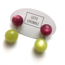 Load image into Gallery viewer, Cranberry and Butter Moonglow Lollipop Drop Earrings