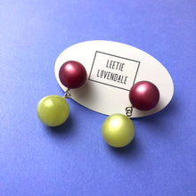 Load image into Gallery viewer, Cranberry and Butter Moonglow Lollipop Drop Earrings