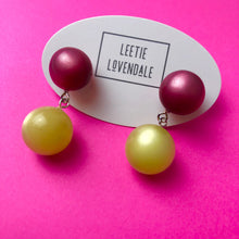 Load image into Gallery viewer, Cranberry and Butter Moonglow Lollipop Drop Earrings