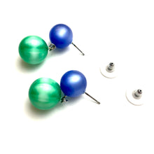 Load image into Gallery viewer, Blue &amp; Green Starburst Moonglow Lollipop Drop Earrings