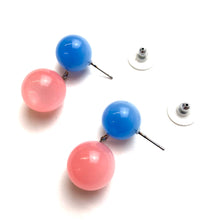 Load image into Gallery viewer, Ice Blue and Rose Pink Moonglow Lollipop Drop Earrings