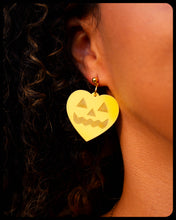 Load image into Gallery viewer, Lovely Jack-O-Lantern Heart Earrings