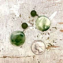 Load image into Gallery viewer, Sage Green Marbled Lucite Geo Drop Sarah Earrings