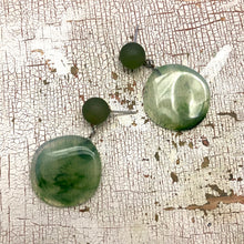 Load image into Gallery viewer, Sage Green Marbled Lucite Geo Drop Sarah Earrings