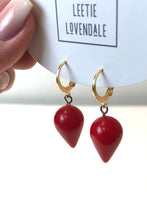 Load image into Gallery viewer, Cherry Red Mondo Spike Cuff Hoops